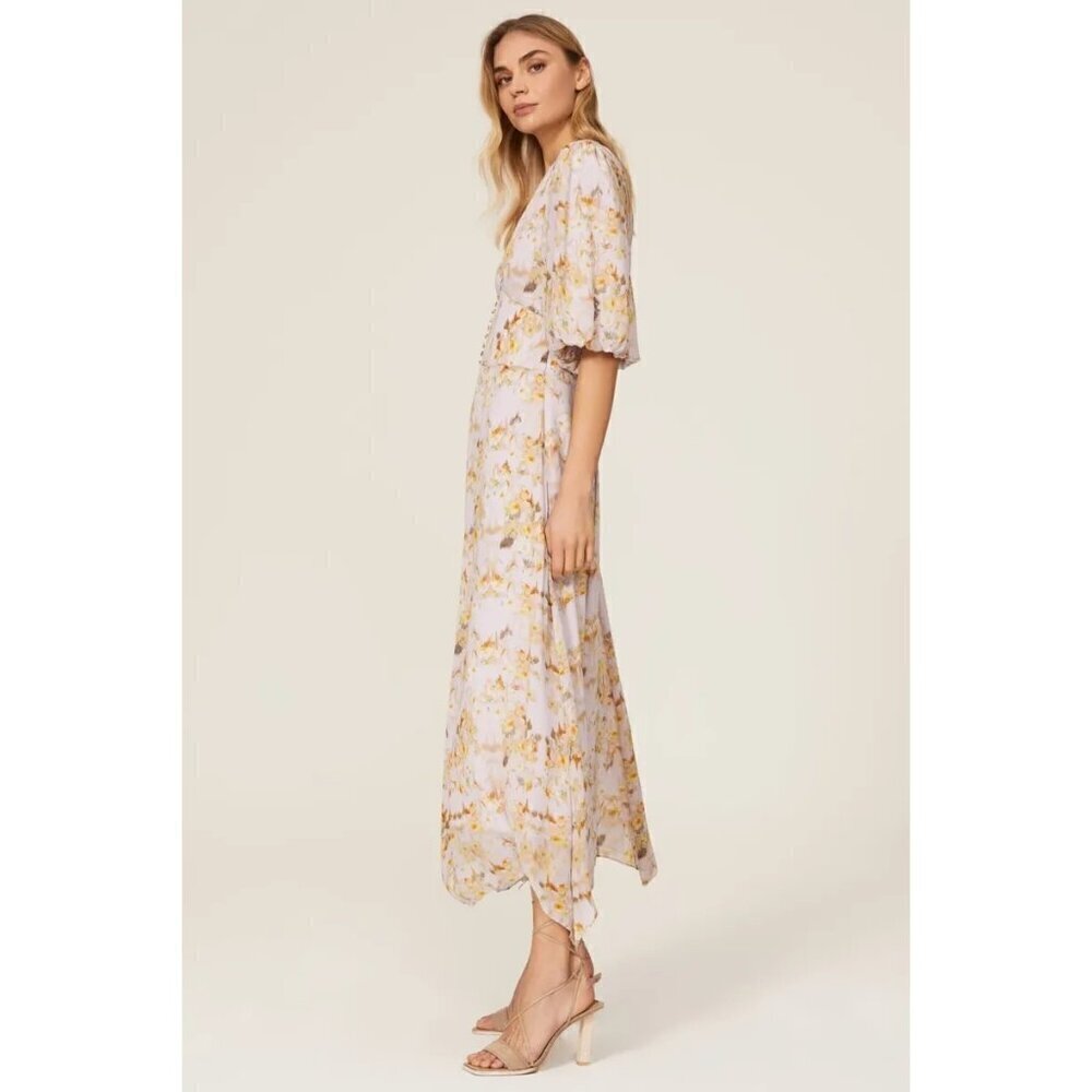 AllSaints Aspen Momo Floral Midi Dress Purple Womens SIze 10 - Picture 6 of 13